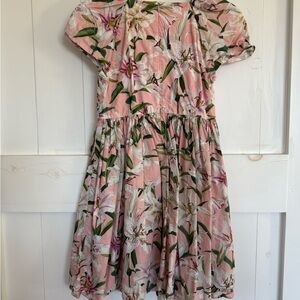 Dolce & Gabbana Pink Floral Puff-Sleeve Cotton Dress
